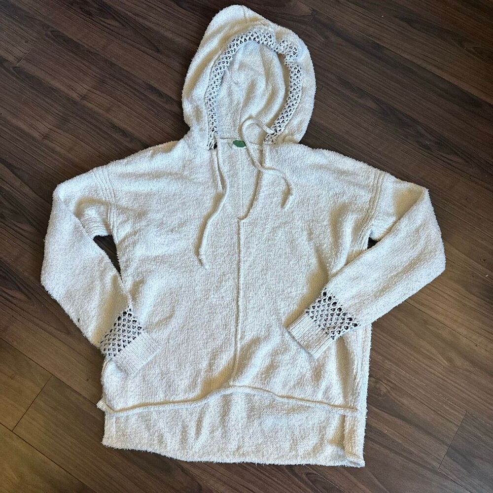 Anthropologie oversized ivory sweater with hood medium
